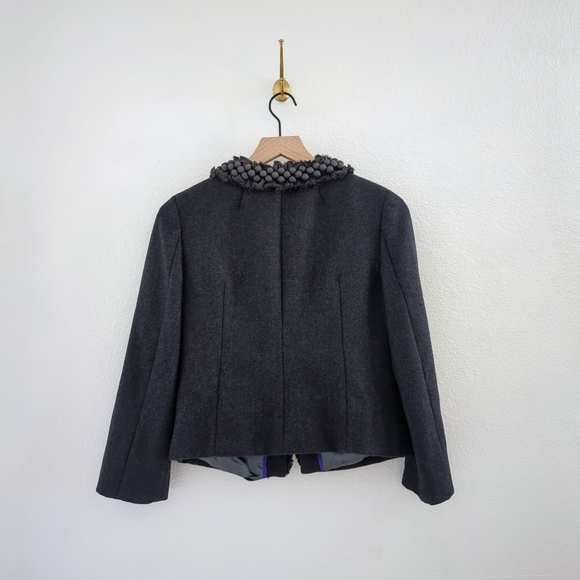J Crew Women’s Gray 100% Wool Astrid Berry Cropped Jacket Blazer Size 4 - Picture 2 of 6